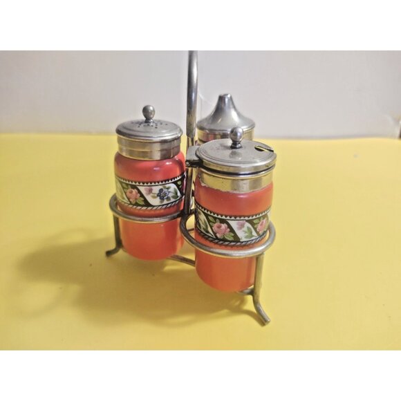 Art Deco Newport Pottery Cruet Set on silver plated EPNS stamped stand 1930's - Picture 5 of 11